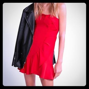 Express Strapless Ruffle Sheath dress